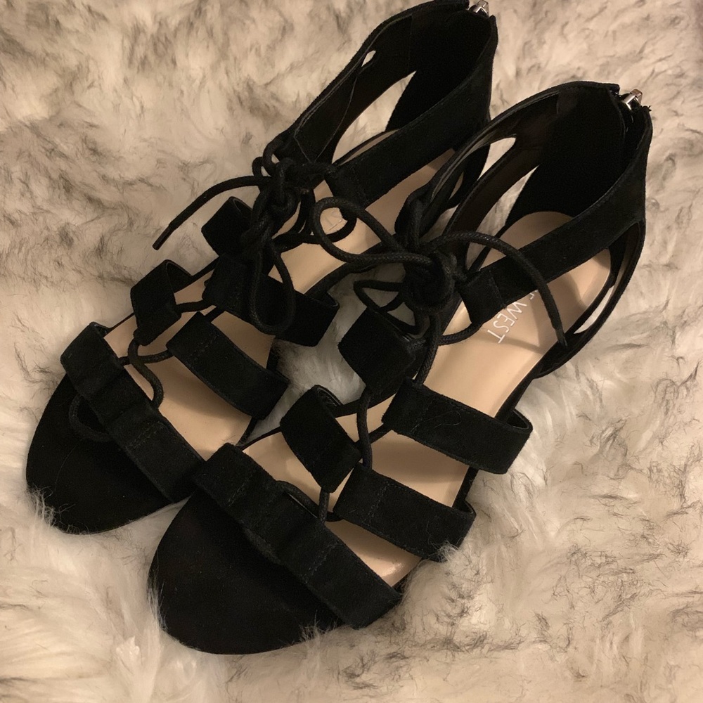 Nine West Tie-Up Wedged Sandals